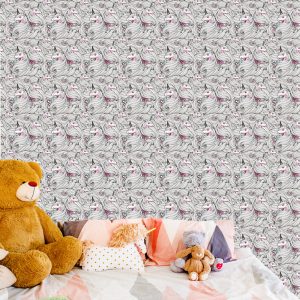 Papier Peint Pour Les Filles Licornes Colorées Fleurs – Image 6