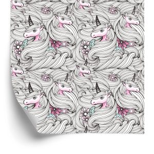 Papier Peint Pour Les Filles Licornes Colorées Fleurs – Image 2