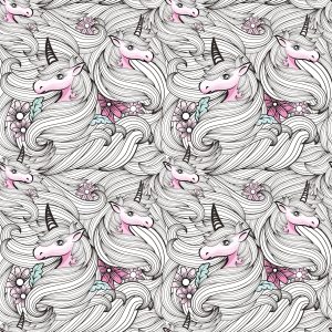 Papier Peint Pour Les Filles Licornes Colorées Fleurs – Image 1