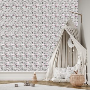Papier Peint Pour Les Filles Licornes Colorées Fleurs – Image 3