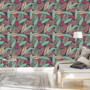Papier Peint Feuilles Exotiques Colorées – Image 3