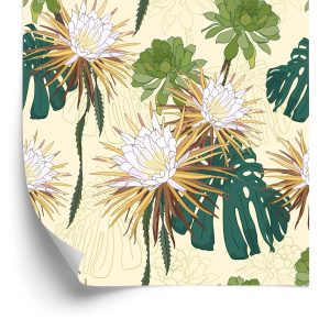 Papier Peint Fleurs Lumineuses Avec Des Feuilles En Arrière-Plan – Image 2