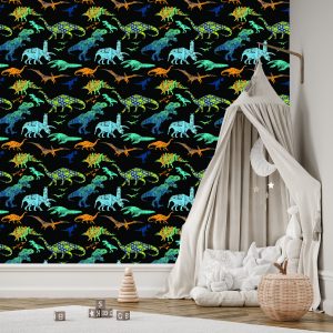 Papier Peint Dinosaures Colorés Pour Garçons – Image 3