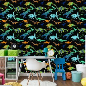 Papier Peint Dinosaures Colorés Pour Garçons – Image 4