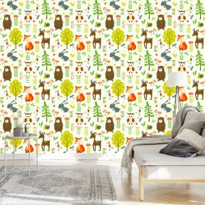 Papier Peint Pour Les Enfants - Happy Forest Animals – Image 3