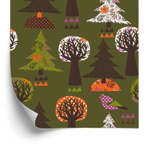 Papier Peint Arbres, Oiseaux Verts Pour Une Chambre De Bébé – Image 2