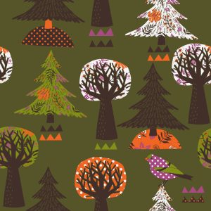 Papier Peint Arbres, Oiseaux Verts Pour Une Chambre De Bébé – Image 1