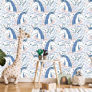 Papier Peint Pour Les Enfants - Licornes Sur Fond Style Scandinave – Image 5