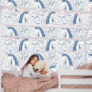 Papier Peint Pour Les Enfants - Licornes Sur Fond Style Scandinave – Image 7