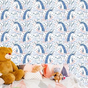 Papier Peint Pour Les Enfants - Licornes Sur Fond Style Scandinave – Image 6
