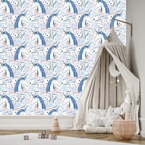 Papier Peint Pour Les Enfants - Licornes Sur Fond Style Scandinave – Image 3