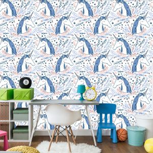 Papier Peint Pour Les Enfants - Licornes Sur Fond Style Scandinave – Image 4