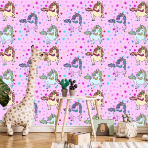Papier Peint Pour Les Enfants - Licornes Arc-En-Ciel – Image 5