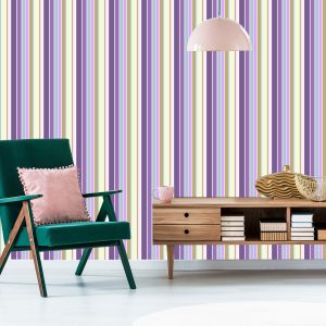 Papier Peint Une Chambre De Salon À Rayures Verticales Colorées – Image 6