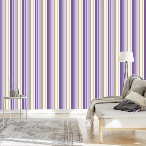 Papier Peint Une Chambre De Salon À Rayures Verticales Colorées – Image 3