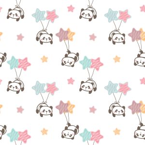 Papier Peint Pour Les Enfants - Étoiles Et Pandas – Image 1