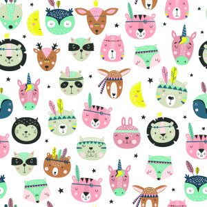 Papier Peint Pour Les Enfants - Animaux De La Forêt Endormis – Image 1