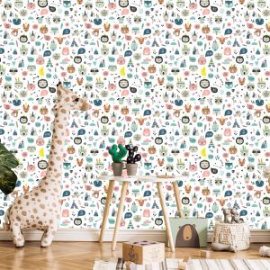 Papier Peint Pour Fille Fleurs Colorées Animaux – Image 5