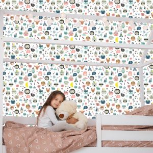 Papier Peint Pour Fille Fleurs Colorées Animaux – Image 7