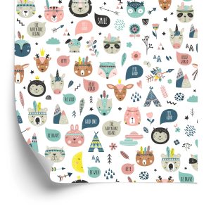 Papier Peint Pour Fille Fleurs Colorées Animaux – Image 2