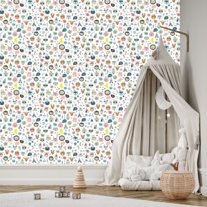 Papier Peint Pour Fille Fleurs Colorées Animaux – Image 3