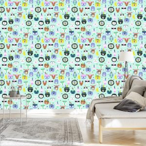 Papier Peint Pour Les Enfants - Animaux De La Forêt Endormis – Image 3