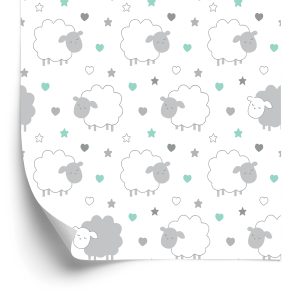 Papier Peint Moutons Sur Fond De Coeurs – Image 2