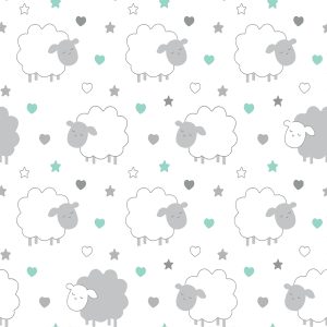 Papier Peint Moutons Sur Fond De Coeurs – Image 1