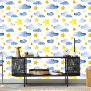 Papier Peint Pour Les Enfants - Étoiles Et Nuages – Image 5