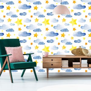 Papier Peint Pour Les Enfants - Étoiles Et Nuages – Image 6