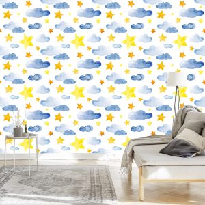 Papier Peint Pour Les Enfants - Étoiles Et Nuages – Image 3