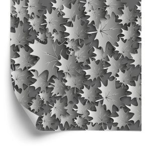 Papier Peint Feuilles Grises - Effet 3D – Image 2