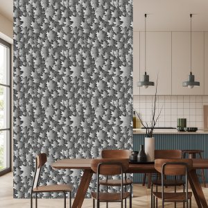 Papier Peint Feuilles Grises - Effet 3D – Image 4