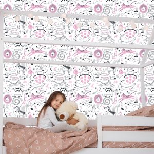 Papier Peint Pour Fille Safari Zèbres Lions Rhino – Image 7