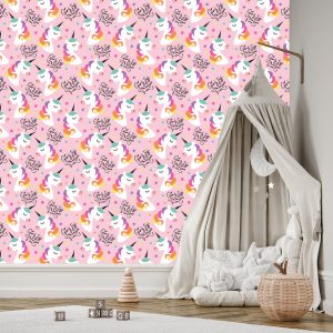 Papier Peint Pour Les Enfants - Licornes Arc-En-Ciel Magiques – Image 3