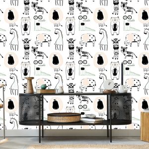 Papier Peint Pour Les Enfants - Animaux Sauvages Au Style Scandinave – Image 5