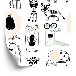 Papier Peint Pour Les Enfants - Animaux Sauvages Au Style Scandinave – Image 2