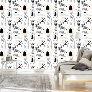 Papier Peint Pour Les Enfants - Animaux Sauvages Au Style Scandinave – Image 3