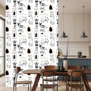 Papier Peint Pour Les Enfants - Animaux Sauvages Au Style Scandinave – Image 4
