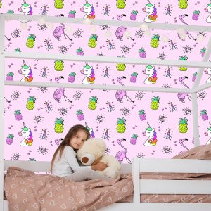 Papier Peint Pour Les Enfants, Les Licornes Et Les Amis Sur Un Fond Coloré – Image 7