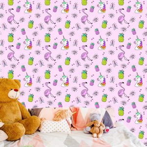 Papier Peint Pour Les Enfants, Les Licornes Et Les Amis Sur Un Fond Coloré – Image 6