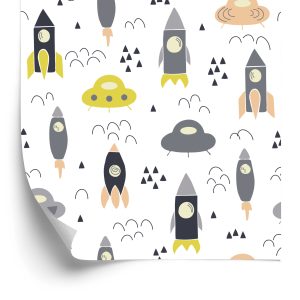 Papier Peint Nuages ​​​​Cosmos Rockets Pour Chambre D'enfant – Image 2