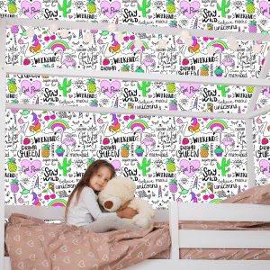 Papier Peint Pour Les Enfants - Animaux, Fruits Et Arc-En-Ciel – Image 7