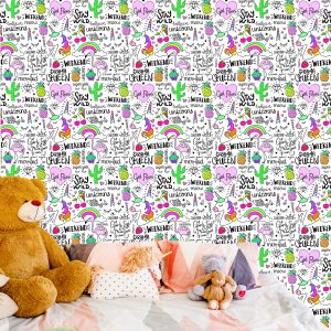 Papier Peint Pour Les Enfants - Animaux, Fruits Et Arc-En-Ciel – Image 6