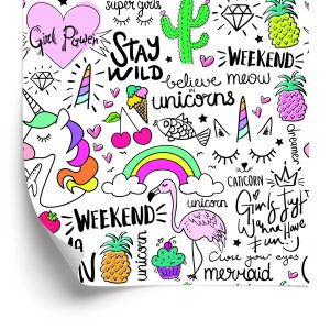 Papier Peint Pour Les Enfants - Animaux, Fruits Et Arc-En-Ciel – Image 2