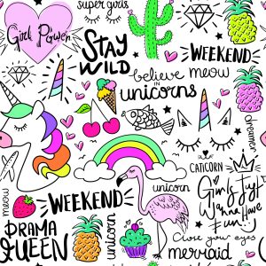 Papier Peint Pour Les Enfants - Animaux, Fruits Et Arc-En-Ciel – Image 1