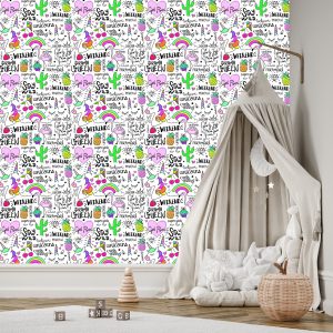 Papier Peint Pour Les Enfants - Animaux, Fruits Et Arc-En-Ciel – Image 3