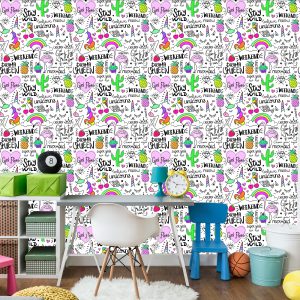 Papier Peint Pour Les Enfants - Animaux, Fruits Et Arc-En-Ciel – Image 4