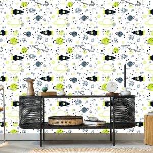 Papier Peint Planet Rocket Space Pour Chambre D'enfant – Image 5