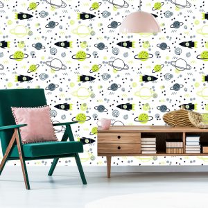 Papier Peint Planet Rocket Space Pour Chambre D'enfant – Image 6